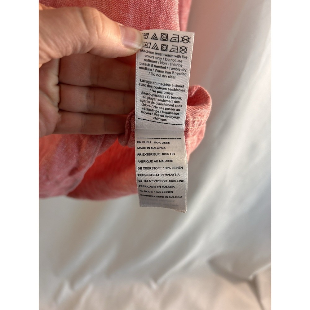 UNTUCKit Mens XXL 100% Linen Long Sleeve Button Down Shirt Red Casual Vacation - Picture 11 of 13